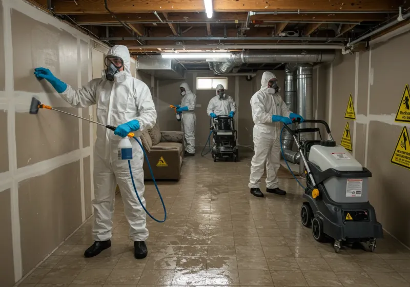 Basement Moisture Removal and Structural Drying process in Shelburn, IN